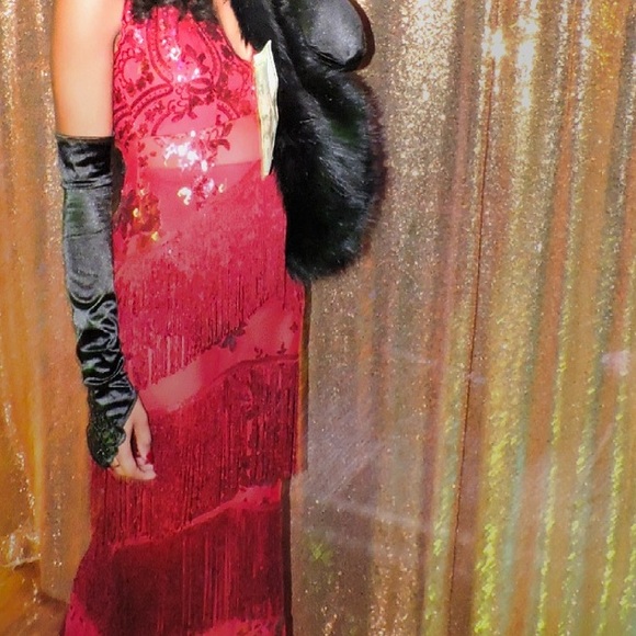 Long red fringe dress - Picture 3 of 3